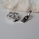 925 Sterling Silver Flower Blossom Clasp Rhodium Finish Necklace Buckle