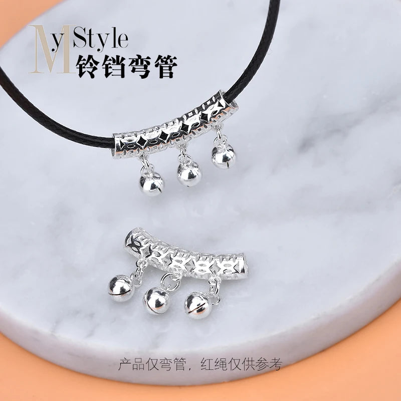 925 Silver Bell Tassel Hollow Elbow Tube DIY Bracelet Accessories
