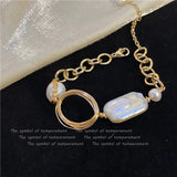 Freshwater Pearl Brass Textured Bracelet