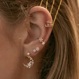 S925 Silver Lilac Flowers 14K Ear Clamp Earrings
