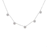 925 Silver Daisy Flower Charm Link Chain Choker Necklace
