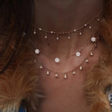 925 Silver Daisy Flower Charm Link Chain Choker Necklace