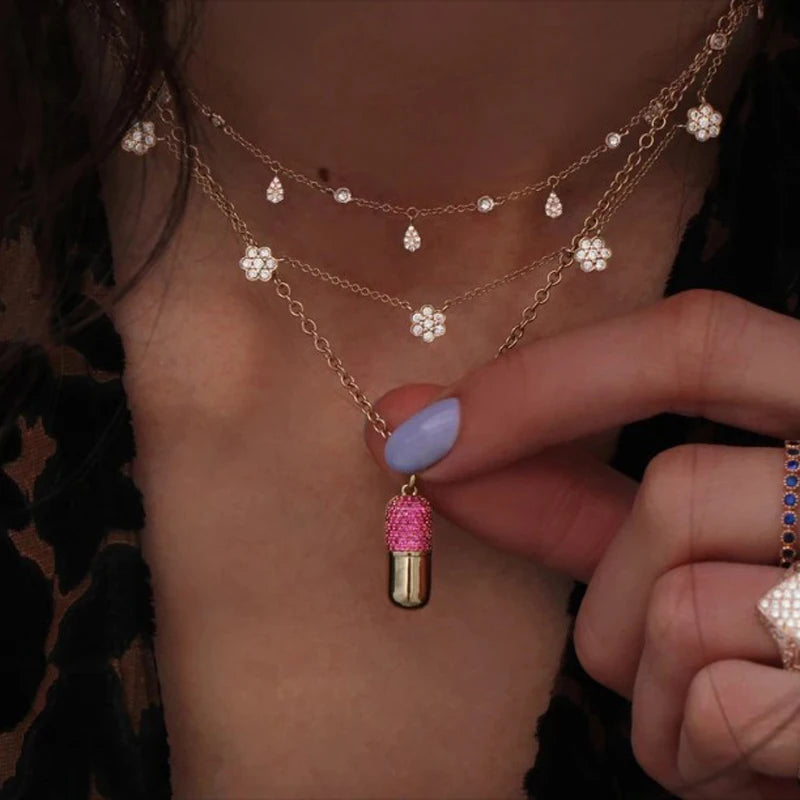 925 Silver Daisy Flower Charm Link Chain Choker Necklace