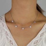 925 Silver Daisy Flower Charm Link Chain Choker Necklace