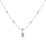 Square CZ Necklace 925 Silver Austrian Crystal Bead Sweater Chain for Women