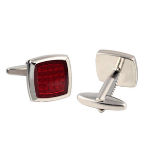 Red Square Silver Plated Cufflinks