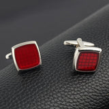 Red Square Silver Plated Cufflinks