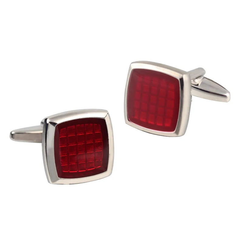 Red Square Silver Plated Cufflinks