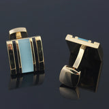 Square Sky Shell Enamel Silver Plated Cufflink
