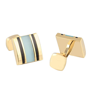 Square Sky Shell Enamel Silver Plated Cufflink
