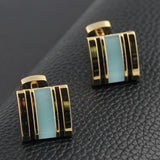 Square Sky Shell Enamel Silver Plated Cufflink
