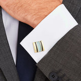 Square Sky Shell Enamel Silver Plated Cufflink