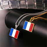 Stainless Steel French Flag Necklace Women Men Jewelry