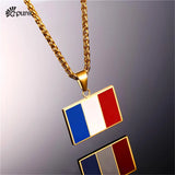 Stainless Steel French Flag Necklace Women Men Jewelry