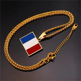 Stainless Steel French Flag Necklace Women Men Jewelry