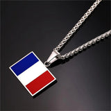 Stainless Steel French Flag Necklace Women Men Jewelry