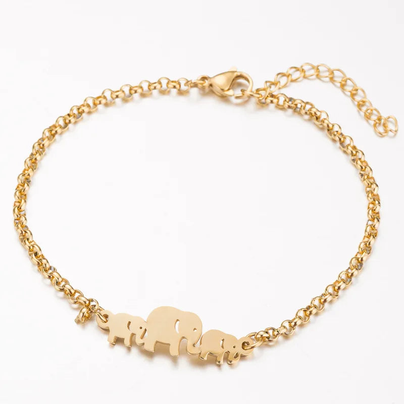 Stainless Steel Mother Daughter Elephant Bracelet