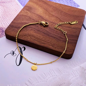 Stainless Steel Lucky Round Disc Ankle Bracelet for Women