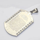 Stainless Steel Muslim Ayatul Kursi Quran Pendant Necklace