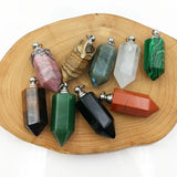 Stainless Steel Pendant Crystal Quartz Perfume Bottle Charm