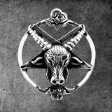 Stainless Steel Pentagram Pan God Skull Goat Head Pendant