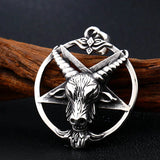Stainless Steel Pentagram Pan God Skull Goat Head Pendant