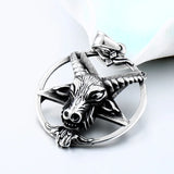 Stainless Steel Pentagram Pan God Skull Goat Head Pendant