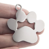 10pcs Stainless Steel Big Dog Paw Charms DIY Blank Pet Tags Pendant
