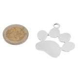 10pcs Stainless Steel Big Dog Paw Charms DIY Blank Pet Tags Pendant