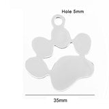 10pcs Stainless Steel Big Dog Paw Charms DIY Blank Pet Tags Pendant