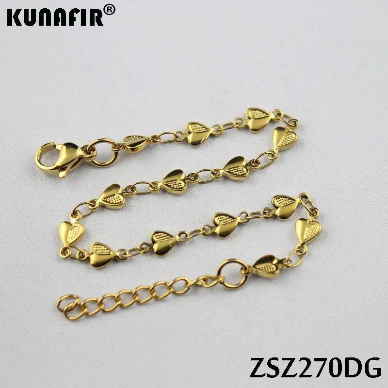 Stainless Steel Heart Shape Bracelet Uouya Chains Golden Brace Lace