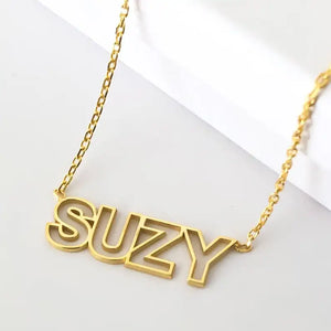 Personalized Stainless Steel Cut Out Number Letter Necklace