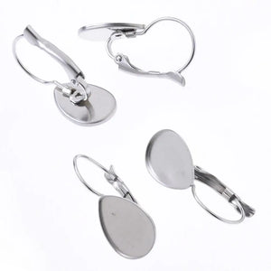 Stainless Steel Earring Clips for 10x14mm Cabochons 20pcs