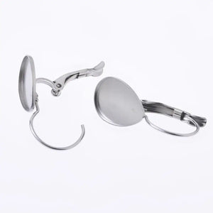 Stainless Steel Earring Clips for 10x14mm Cabochons 20pcs
