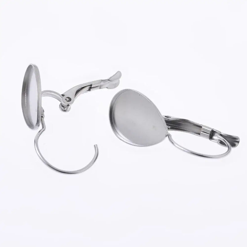 Stainless Steel Earring Clips for 10x14mm Cabochons 20pcs