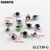 Stainless Steel Pendant with Rhinestone Charms 12pcs