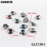Stainless Steel Pendant with Rhinestone Charms 12pcs