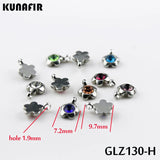 Stainless Steel Pendant with Rhinestone Charms 12pcs