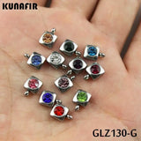 Stainless Steel Pendant with Rhinestone Charms 12pcs