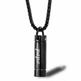 Stainless Steel Cylinder Ashes Urn Pendant Necklace Charm