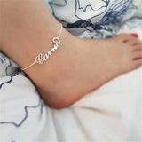 Stainless Steel Anklet with Cubic Zirconia