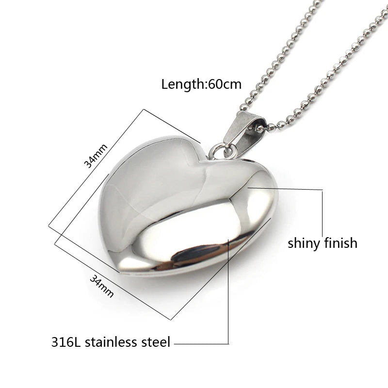 Stainless Steel Heart Pendant Necklace Silver