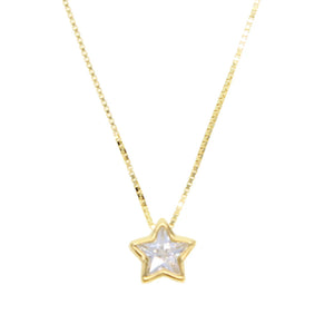 Delicate Single Stone Necklace 5mm Bezel Box Chain Girl Jewelry