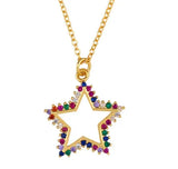 Multicolor Micro Pave CZ Necklace Copper Snake Chain Pendant