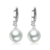 Silver Pearl Crystal Earrings 12mm High