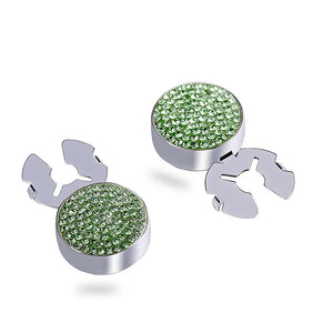Green Zircon Silver Cufflinks for Tuxedo Shirts