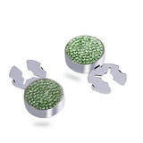 Green Zircon Silver Cufflinks for Tuxedo Shirts