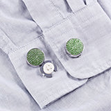 Green Zircon Silver Cufflinks for Tuxedo Shirts