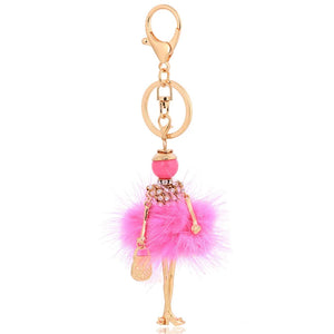 Fur Keychains Car Key Ring Charm Pompons Bag Keyring Pendant