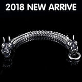 Double Dragon Head Huge Stainless Steel Men Bracelet Punk Chain Jewelry